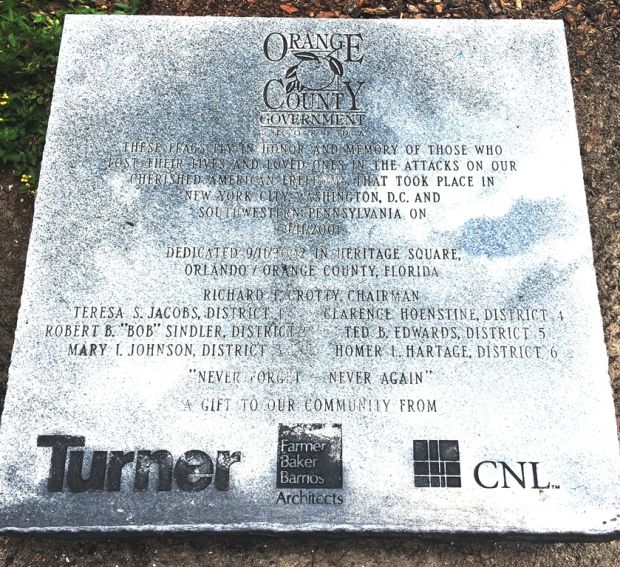 ORANGE COUNTY 9-11 MEMORIAL FLAGPOLE PLAQUE