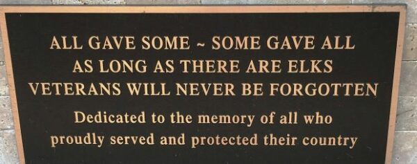 ELKS CLUB #2709 VETERANS MEMORIAL PLAQUE