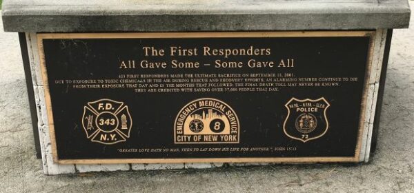 ELKS CLUB #2709 THE FIRST RESPONDERS WAR MEMORIAL  PLAQUE