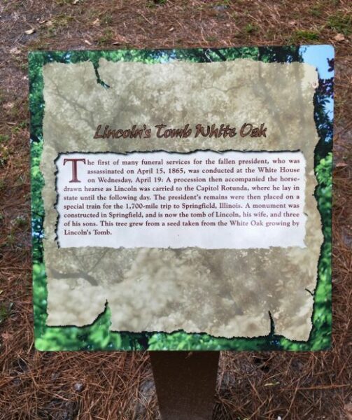 LINCOLN’S TOMB WHITE OAK MEMORIAL TREE PLAQUE