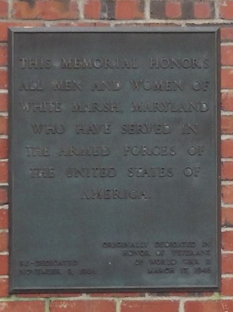 WHITE MARSH ARMED FORCES MEMORIAL PLAQUE