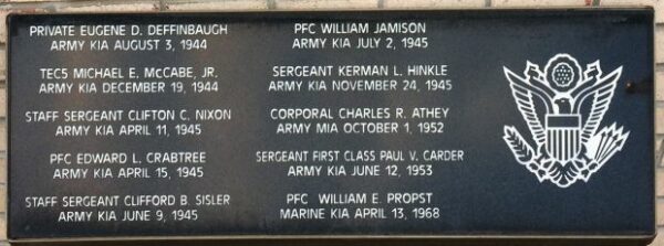 V.F.W. POST 9451 WAR VETERANS MEMORIAL PLAQUE
