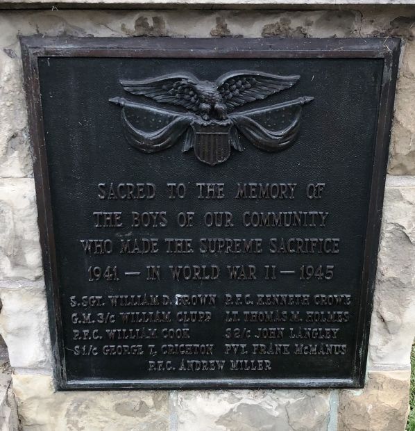 LONACONING ARMED FORCES WAR MEMORIAL PLAQUE B