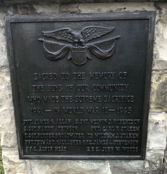 LONACONING ARMED FORCES WAR MEMORIAL PLAQUE A