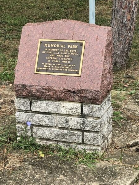 FORT HILL HIGH SCHOOL MEMORIAL PARK PLAQUE