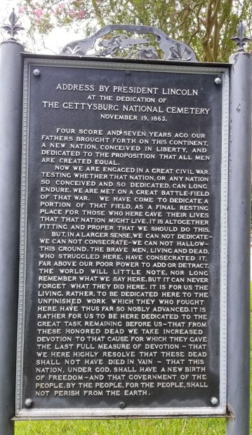 PINEVILLE ADDRESS BY PRESIDENT LINCOLN MEMORIAL PLAQUE