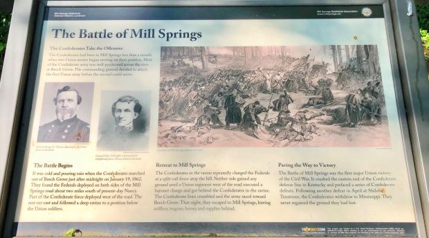 THE BATTLE OF MILL SPRINGS WAR MEMORIAL PANEL;