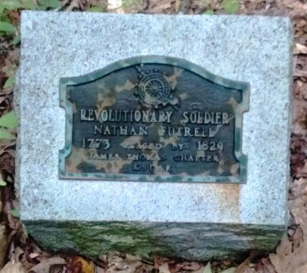 REVOLUTIONARY SOLDIER NATHAN FUTRELL WAR MEMORIAL PLAQUE