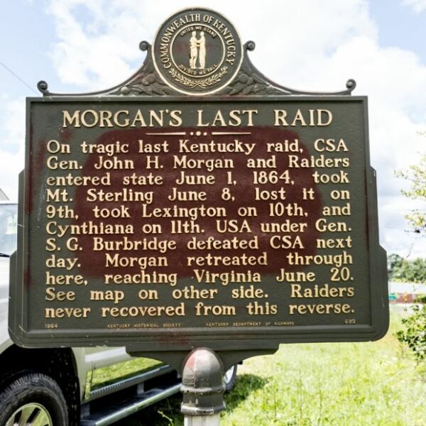 MORGAN’S LAST RAID WAR MEMORIAL MARKER MOUNT OLIVET
