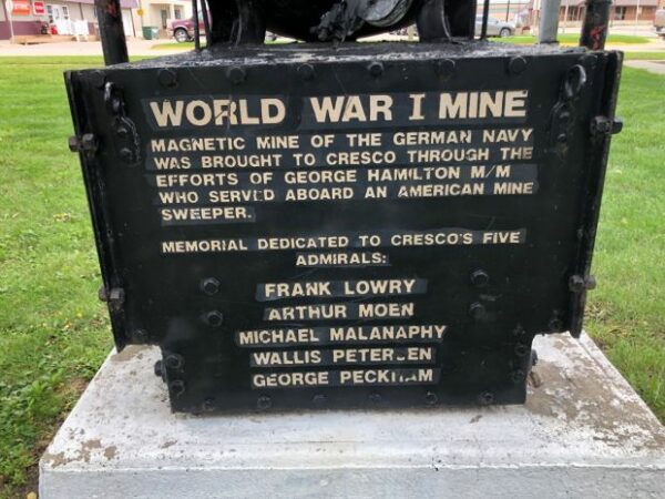 CRESCO WORLD WAR I MINE MEMORIAL PLAQUE