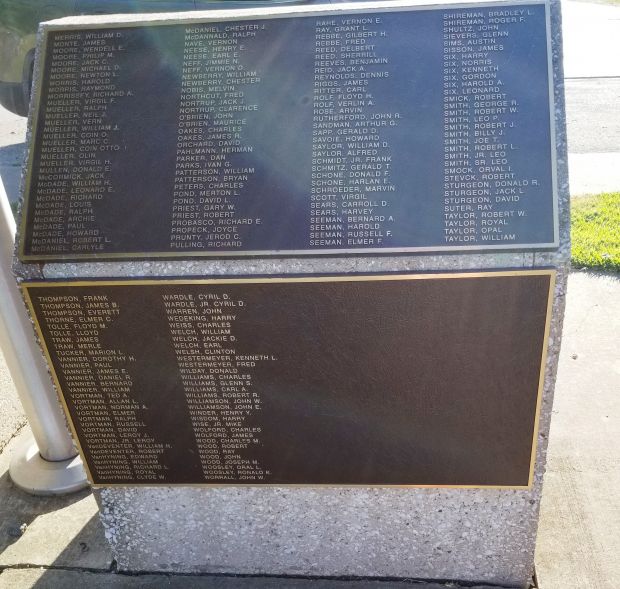 BLUFFS WAR VETERANS MEMORIAL PLAQUE E