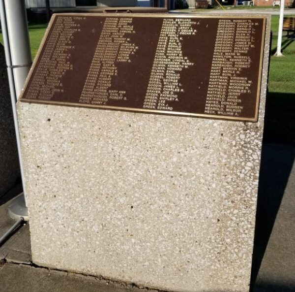 BLUFFS WAR VETERANS MEMORIAL PLAQUE C