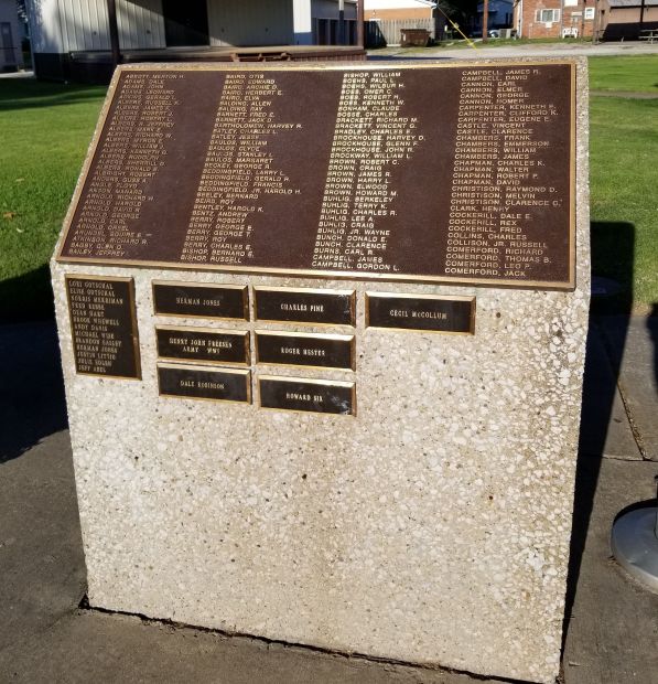 BLUFFS WAR VETERANS MEMORIAL PLAQUE B