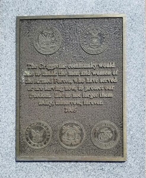 GRIGGSVILLE ARMED FORCES MEMORIAL PLAQUE