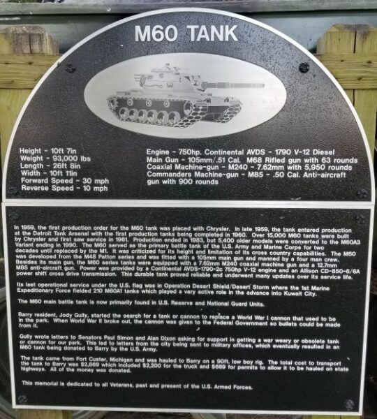 ALL VETERANS M60 MEMORIAL PLAQUE