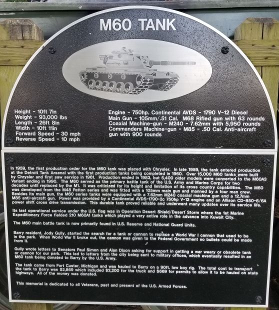 ALL VETERANS M60 MEMORIAL PLAQUE