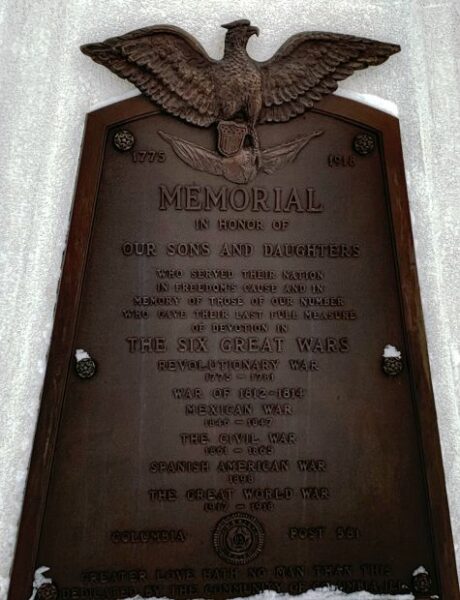 THE SIX GREAT WARS MEMORIAL PLAQUE