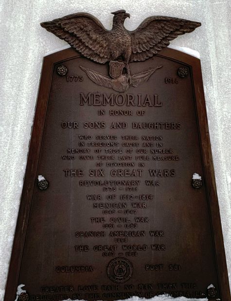 THE SIX GREAT WARS MEMORIAL PLAQUE