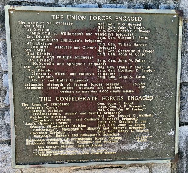 THE UNION FORCES ENGAGED WAR MEMORIAL PLAQUE