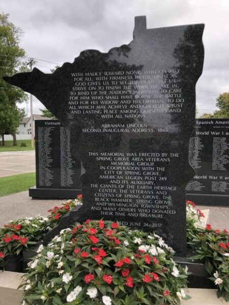 SPRING GROVE AREA VETERANS MEMORIAL DEDICATION STONE