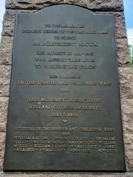 DUDLEY SOLDIERS WAR MEMORIAL PLAQUE A