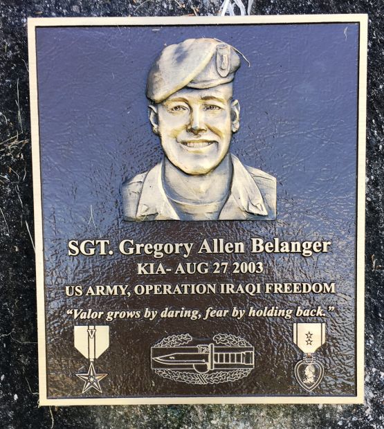 SGT. GREGORY ALLEN BELANGER WAR MEMORIAL PLAQUE