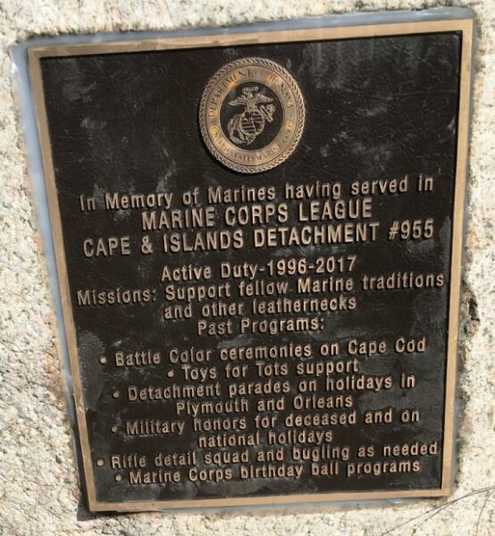 MARINE CORPS LEAGUE CAPE & ISLANDS DETACHMENT #955 MEMORIAL PLAQUE