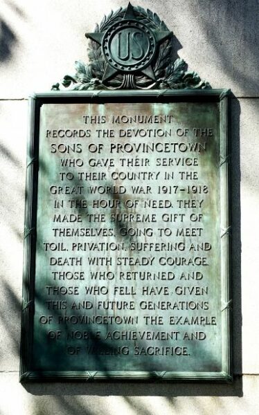 SONS OF PROVINCETOWN WAR MEMORIAL PLAQUE A