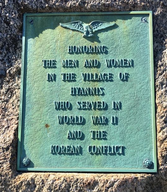 VILLAGE OF HYANNIS WORLD WAR II AND KOREAN CONFLICT MEMORIAL PLAQUE
