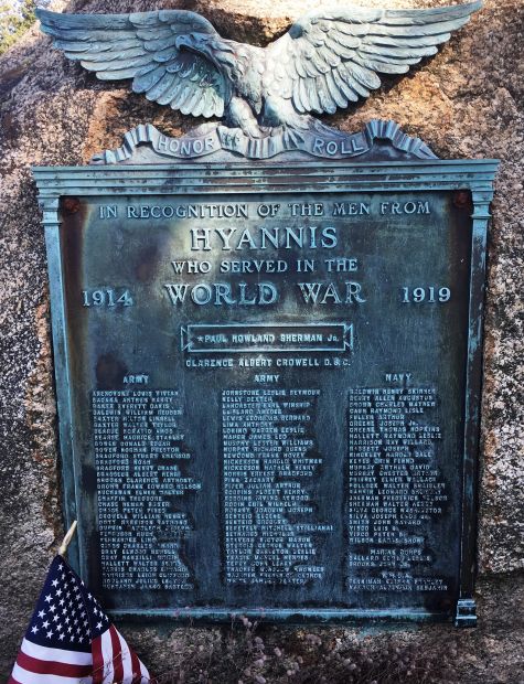 HYANNIS WORLD WAR MEMORIAL PLAQUE