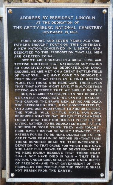 MASSACHUSETTS NATIONAL CEMETERY ADDRESS BY PRESIDENT LINCOLN MEMORIAL PLAQUE