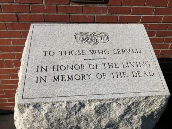 BERLIN WAR VETERANS MEMORIAL DEDICATION STONE