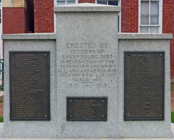 SHARPSBURG DIST WORLD WAR MEMORIAL FRONT