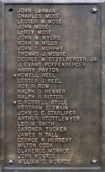 SHARPSBURG DIST WORLD WAR MEMORIAL PLAQUE C