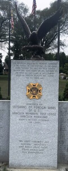 V.F.W. POST 10502 WAR VETERANS MEMORIAL DEDICATION STONE