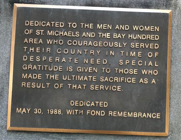 ST. MICHAELS AND THE BAY HUNDRED WAR VETERANS MEMORIAL PLAQUE