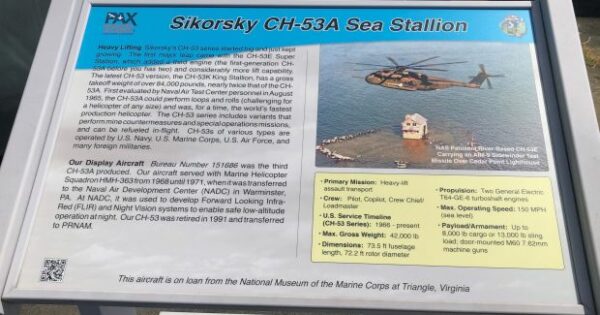 SIKORSKY CH-53A SEA STALLION AIRCRAFT MEMORIAL PLAQUE