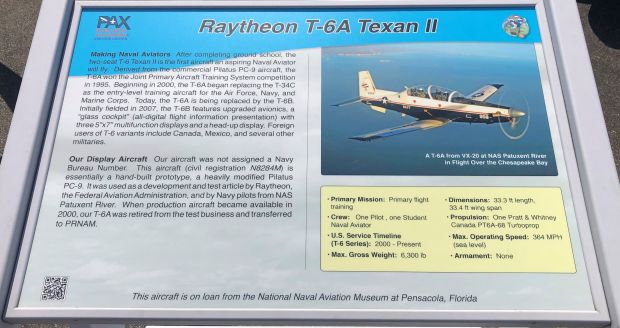 RAYTHEON T-6A TEXAN II MEMORIAL AIRCRAFT PLAQUE