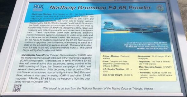 NORTHROP GRUMMAN EA-6B PROWLER MEMORIAL AIRCRAFT PLAQUE