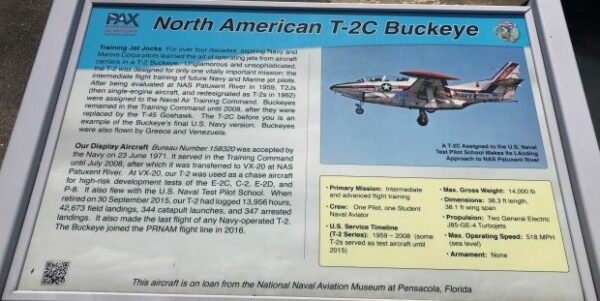 NORTH AMERICAN T-2C BUCKEYE MEMORIAL AIRCRAFT PLAQUE