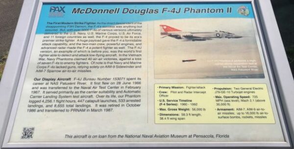 MCDONNELL DOUGLAS F-4J PHANTOM II MEMORIAL AIRCRAFT PLAQUE