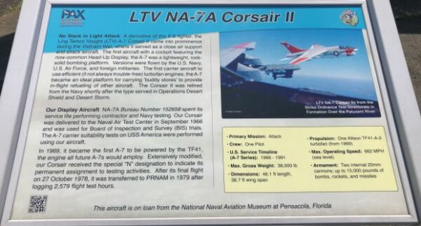 LTV NA-7A CORSAIR II MEMORIAL AIRCRAFT PLAQUE