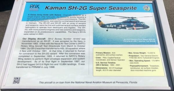 KAMAN SH-2G SUPER SEASPRITE MEMORIAL AIRCRAFT PLAQUE