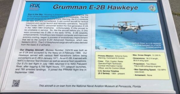 GRUMMAN E-2B HAWKEYE MEMORIAL AIRCRAFT PLAQUE
