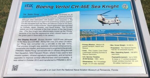 BOEING VERTOL CH-46E SEA KNIGHT MEMORIAL AIRCRAFT PLAQUE