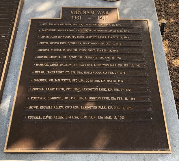 SAINT MARY’S COUNTY WAR VETERANS MEMORIAL PLAQUE C