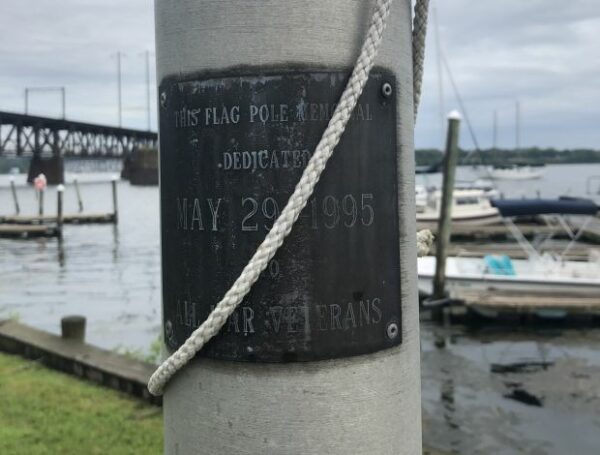AMERICAN LEGION POST NO. 47 ALL WAR VETERANS MEMORIAL FLAGPOLE PLAQUE
