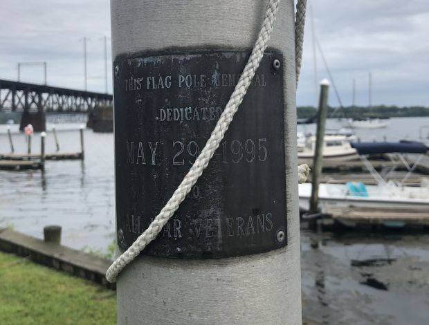 AMERICAN LEGION POST NO. 47 ALL WAR VETERANS MEMORIAL FLAGPOLE PLAQUE