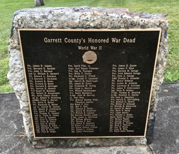 GARRETT COUNTY’S WORLD WAR II HONORED WAR DEAD MEMORIAL