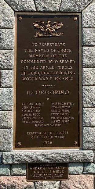 FIFTH WARD WAR VETERANS MEMORIAL PLAQUE A